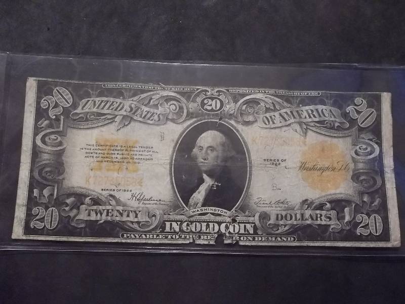 20 Dollar Gold Certificate Series 1922