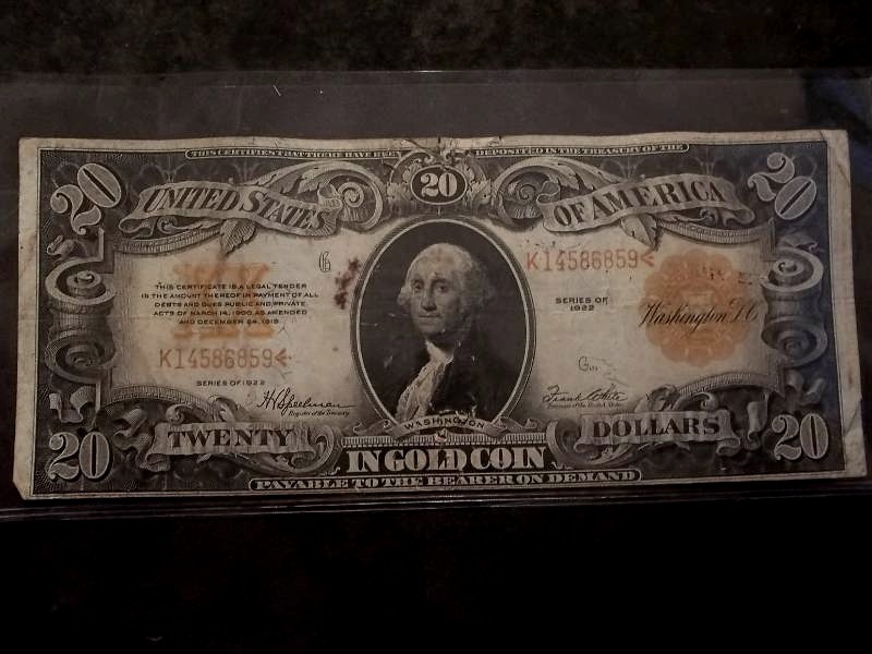 20 Dollar Gold Certificate Series 1922
