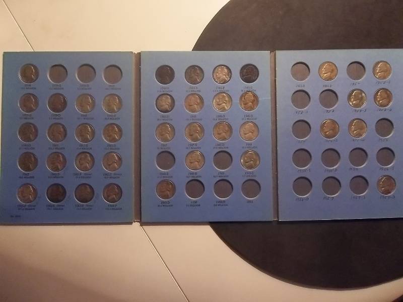 Jefferson Nickel Collection Partial From 1938-1957 (39 Coins In All In Whitman Coin Album)