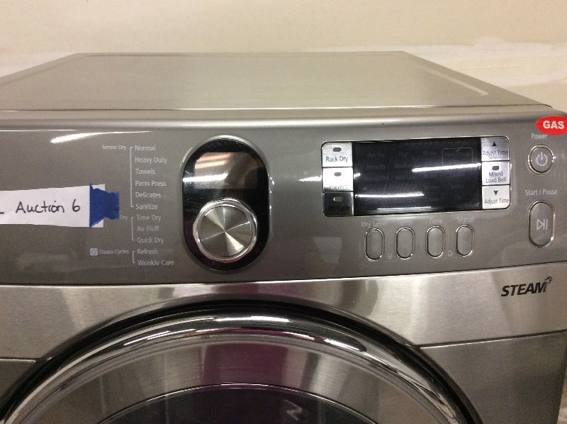lot 1 image: Samsung Dark Gray Front Load Gas Dryer