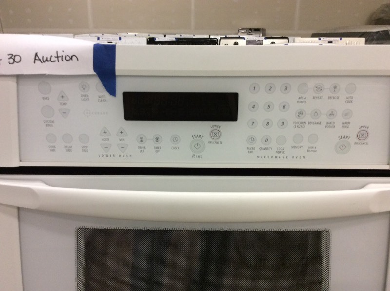 lot 30 image: Whirlpool White 27 Wall Oven Microwave Combo