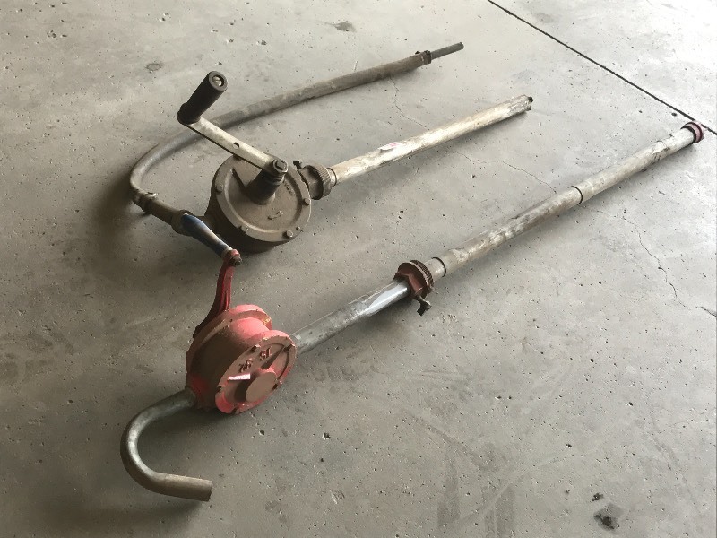 lot 84 image: (2) Industrial Hand-Crank Transfer ...