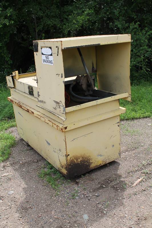 Gas Tank With Manual Pump In Heavy Duty Spill Containment