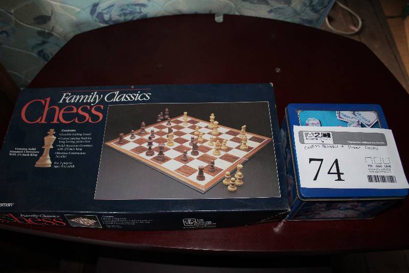 lot 74 image: Chessboard, Poker Chips