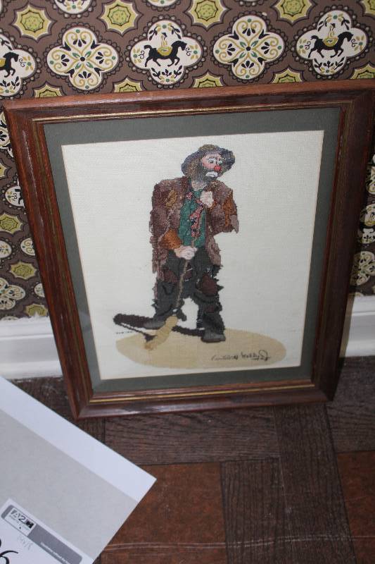 lot 96 image: Clown Signed Framed Matted Wall Art