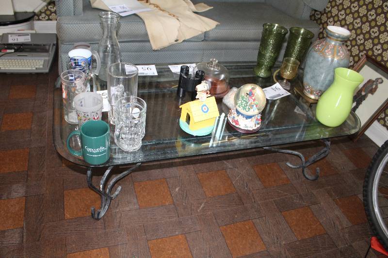 lot 95 image: Glass-Top Coffee Table