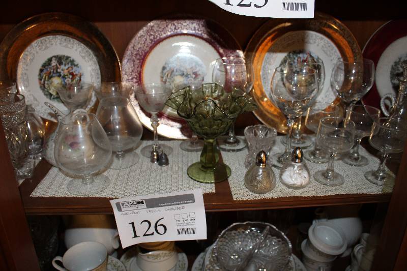 lot 126 image: Dishware, Decorative Plates, Table Dcor, Salt & Pepper Shakers, Stemware, And More