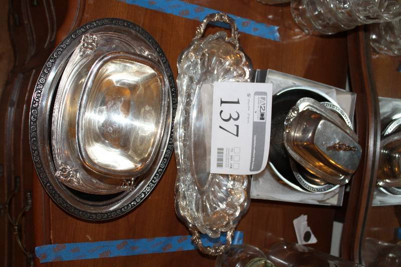 lot 137 image: Lot of (8) Pewter Serving Trays, Dinnerware