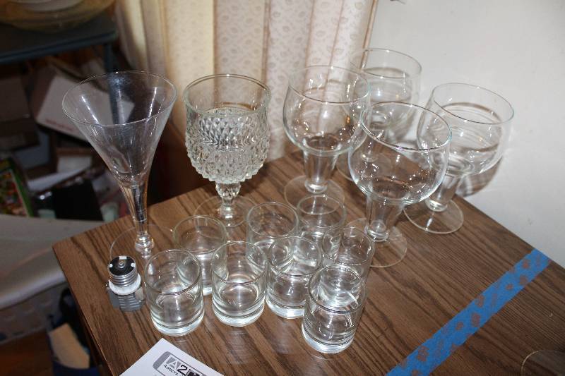 lot 157 image: Lot of (Approximately 14) Glassware - Stemware, Shotglasses