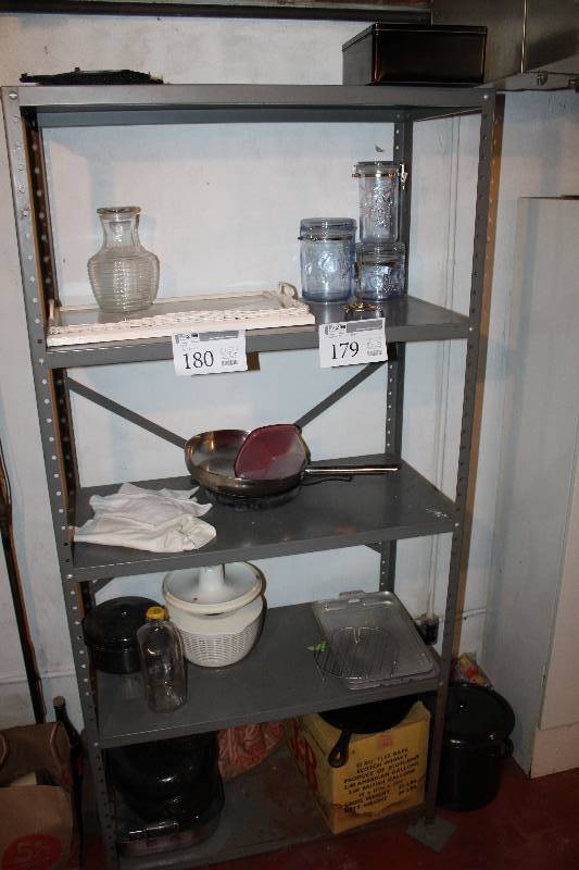 lot 179 image: Blue Glass Jars w Lids, Glass Vase, Pan, Tupperware, Cookware, Pans, And More