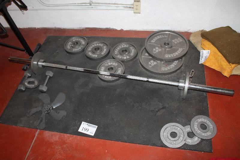 lot 199 image: Exercise Weights - Free Weights, Curling Bar, Dumbells