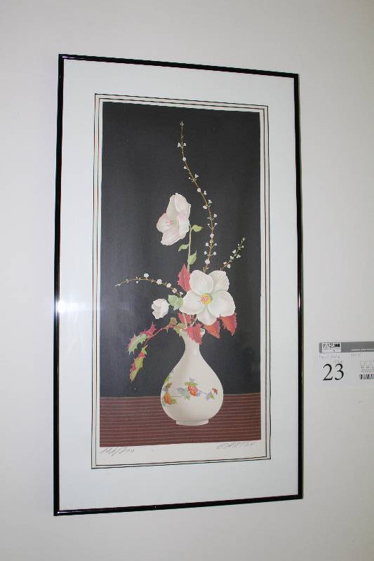 lot 23 image: Flowers by Cartoh #114300 Signed Numbered Framed Matted Wall Art