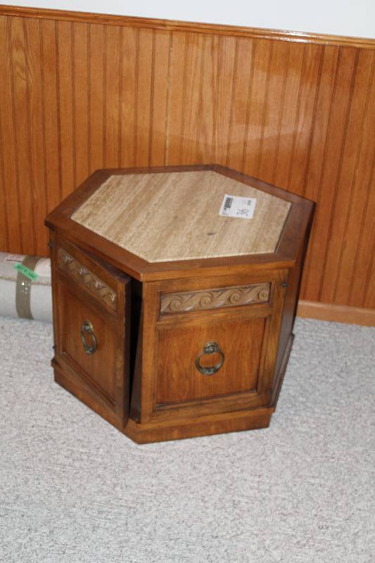 lot 36 image: Hexagon Wood End Table
