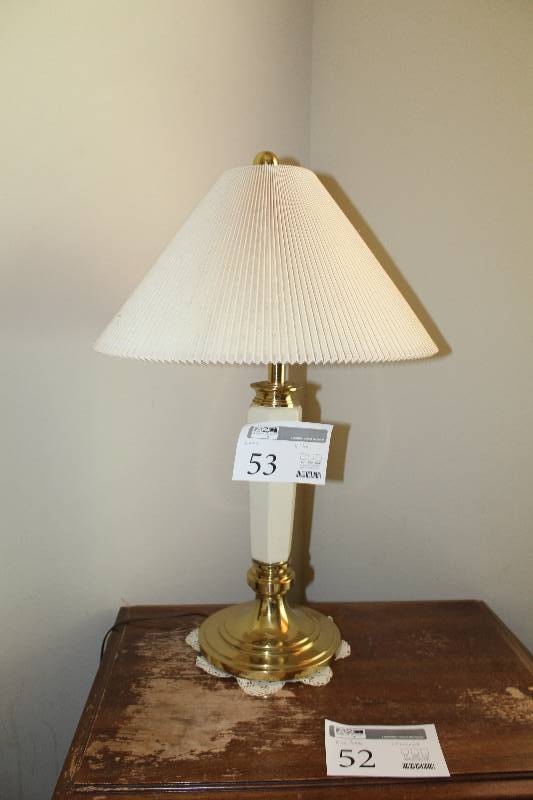lot 53 image: Table Lamp w White Fabric Shade