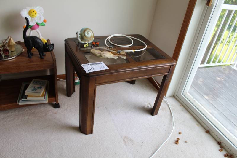 lot 84 image: Glass-Top End Table