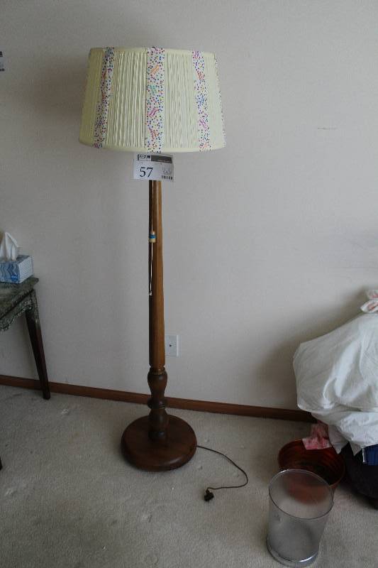 lot 57 image: Floor Lamp w White Fabric Shade