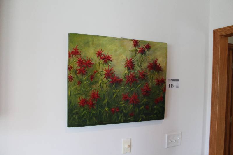 lot 119 image: Canvas Wall Art - Red Flowers