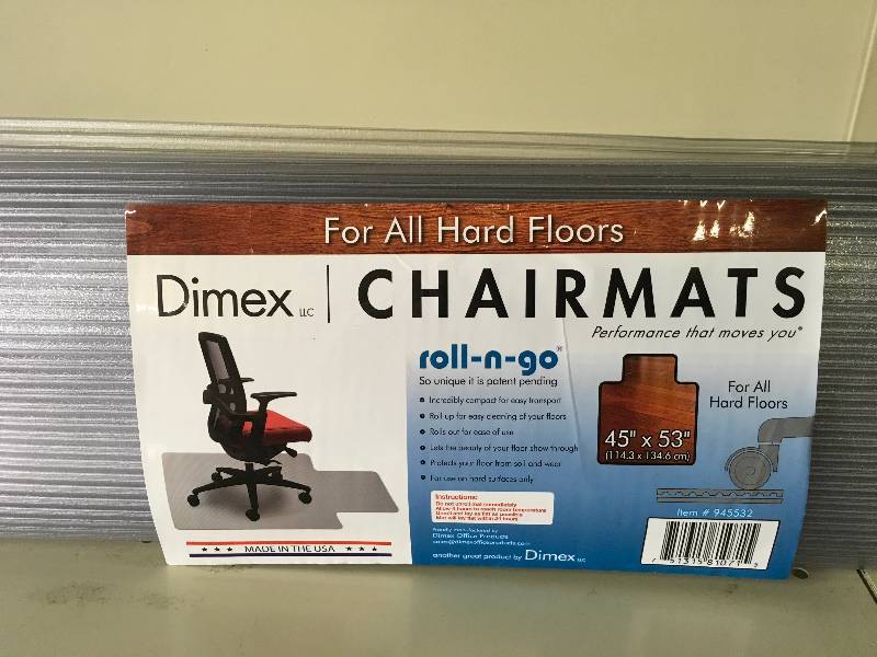 lot 42 image: DIMEX CHAIRMAT-HARD45X53, RETAIL $12.99