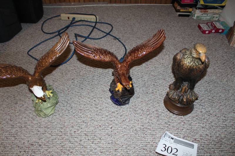 lot 302 image: Lot of (3) Eagle Figurines