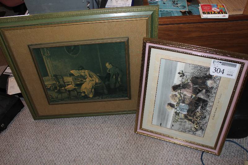 lot 304 image: Lot of (2) Framed Matted Wall Art
