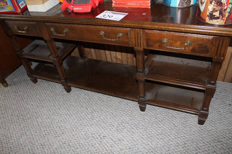 lot 329 image: 3-Drawer Wood Console