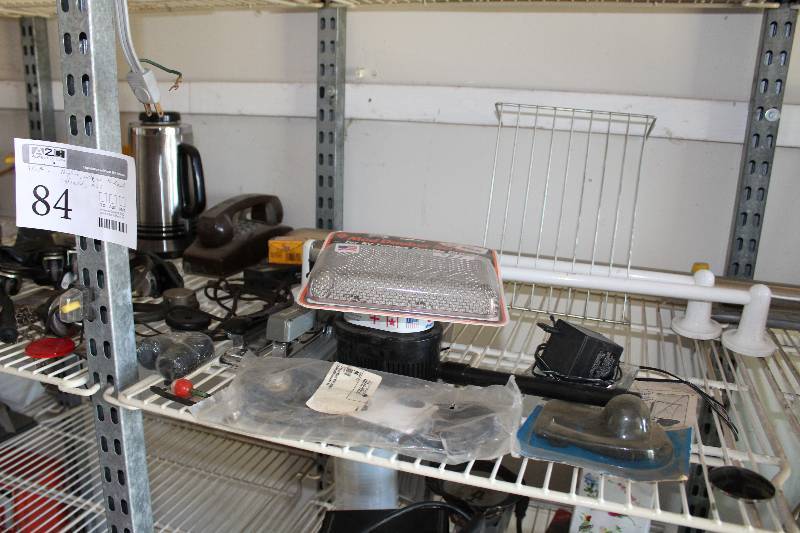 lot 84 image: Staples, Headsets, Coffee Pot, Towel Bars, Bowls, Coffee Urn, Caster Wheels, Dog Leash, And More