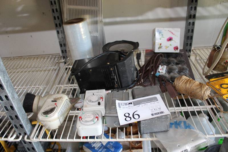 lot 86 image: Timers, Vent Grates, Shrink Wrap, Twine, Tissues, Car Speaker, Extension Cord, And More