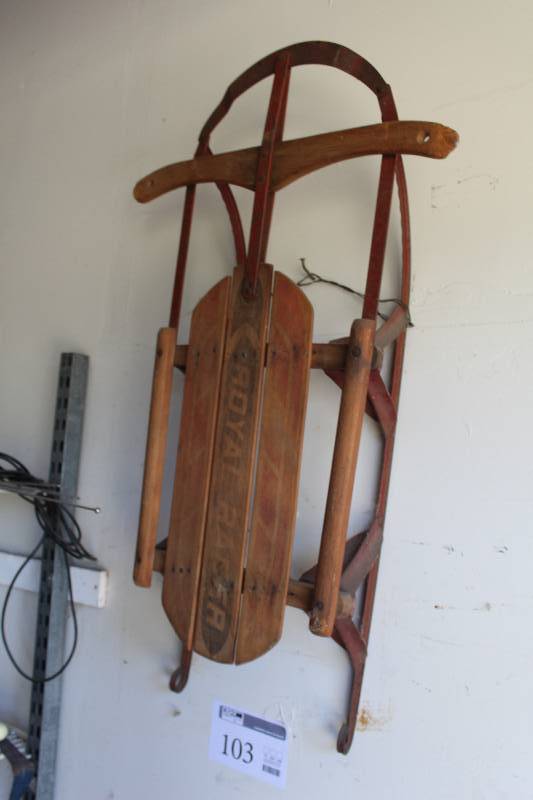 lot 103 image: Royal Racer Wood Snow Sled