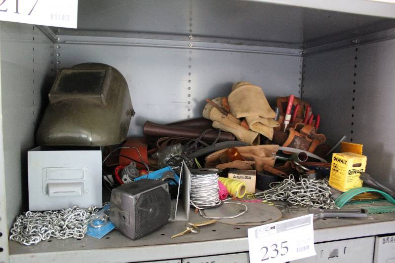 lot 217 image: Chains, Work Belt, Welder Mask