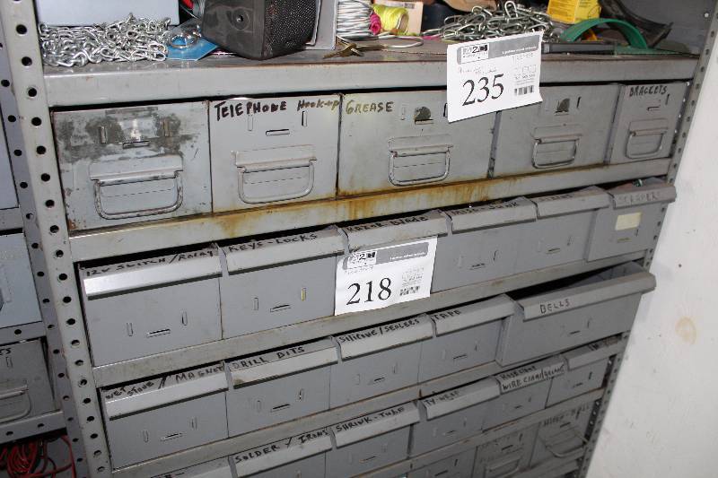 lot 218 image: Electrical Wire, Hardware, Padlocks w Keys, Twine, Brushes, Drill Bits, And More
