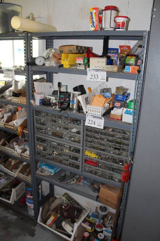lot 224 image: Nails, Screws, Organizer, Thermometer, Car Hardware, And More