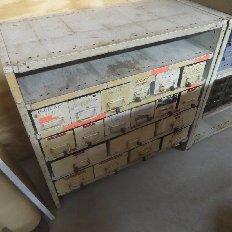 lot 91 image: Steel Cabinet with Storage Containers