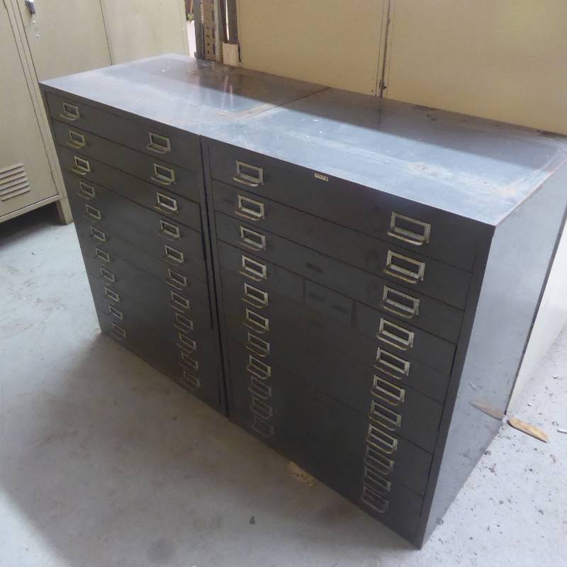 lot 110 image: Lot of Two 11 Drawer Steel Cabinets