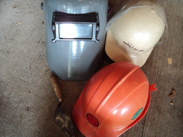lot 61 image: Welding mask and hardware...