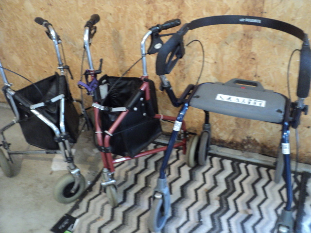 lot 165 image: Walker and 2 walking oxygen tank ho...