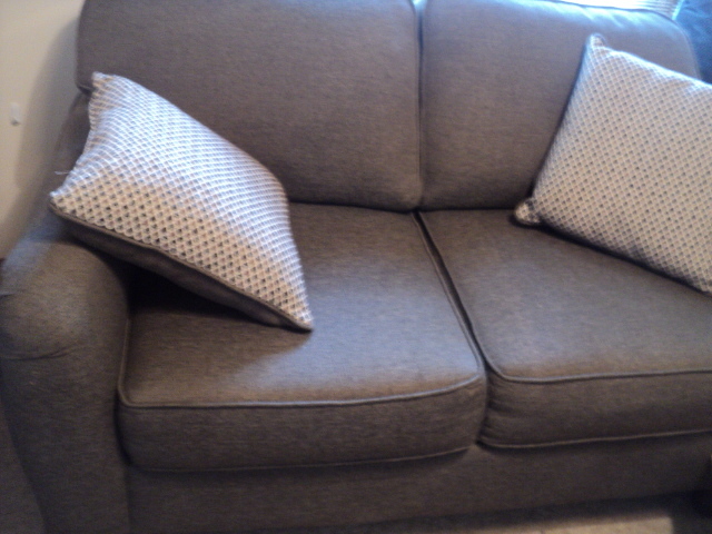 lot 192 image: 2 Nice greenish grey loveseats with...
