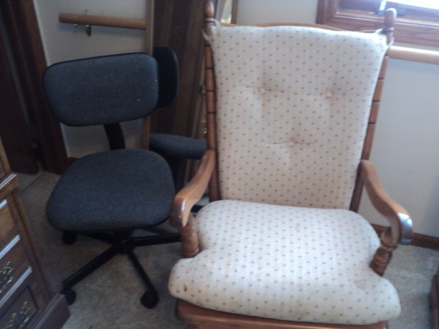 lot 229 image: Rocking glider chair with mirror an...