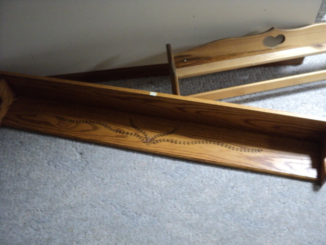 lot 261 image: Oak and pine shelf, 5 and 3 feet lo...