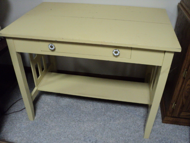 lot 266 image: Vintage table with drawer, 38 x 25 ...