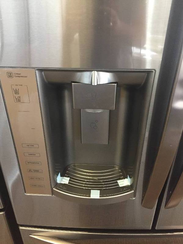 lot 1 image: NEW SCRATCH & DENT LG 24.1 cu. ft. French Door Refrigerator in Black Stainless Steel MODEL# LFX25973D