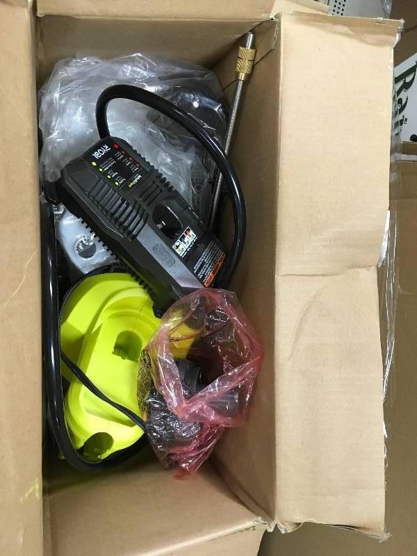 lot 13 image: RYOBI ONE 18-Volt Lithium-Ion Cordless Chemical Sprayer - 1.3 Ah Battery and Charger Included in good conditions