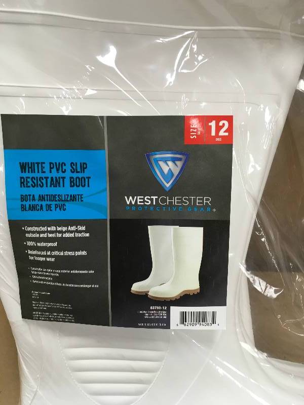 lot 42 image: WESTCHESTER White PVC Boot Size 12 RESISTANT BOOT not used