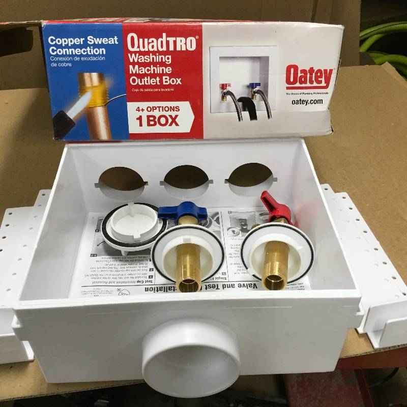 lot 65 image: OATEY Quadtro 2 in. Copper Sweat Washing Machine Outlet Box in good conditions
