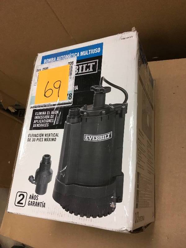 lot 69 image: EVERBILT  13 HP Automatic Utility Pump in good conditions