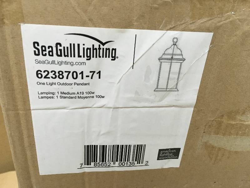lot 85 image: Sea Gull Lighting Sevier Antique Bronze 1-Light Outdoor Hanging Pendant not used