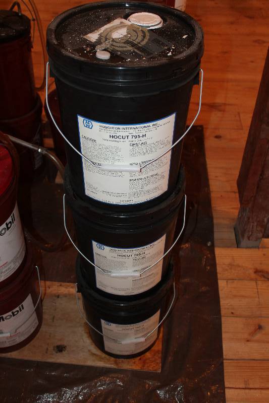 lot 367 image: Three, 5-gallon pails of Houghton International cutting fluid  coolant. All are new, unopened.