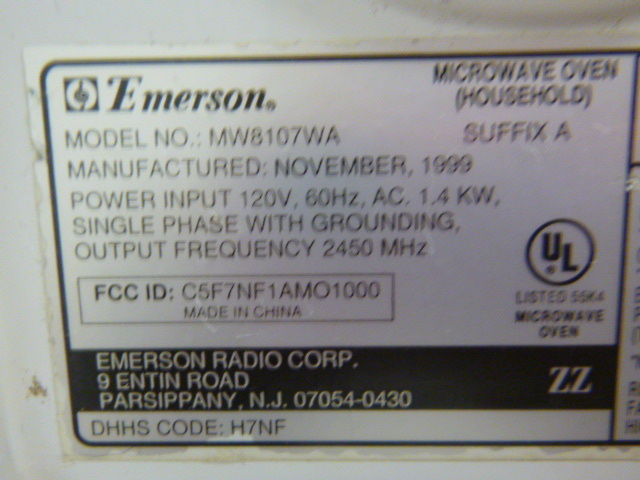 emerson model mw8107wa