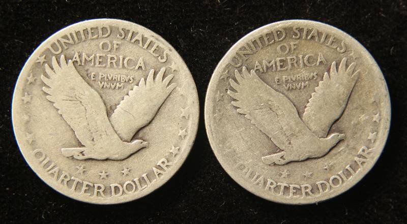 lot 08 image: 2 STANDING LIBERTY QUARTERS 1927 & 1928