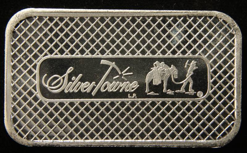 lot 18 image: 1 TROY OZ. .999 FINE SILVER BAR PROSPECTOR BY SILVERTOWNE