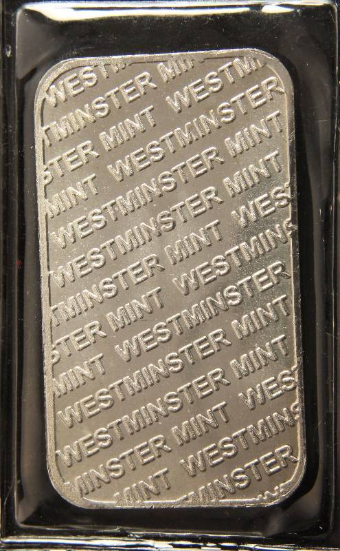 lot 24 image: 1 TROY OZ. .999 FINE SILVER BAR WESTMINSTER MINT SEALED